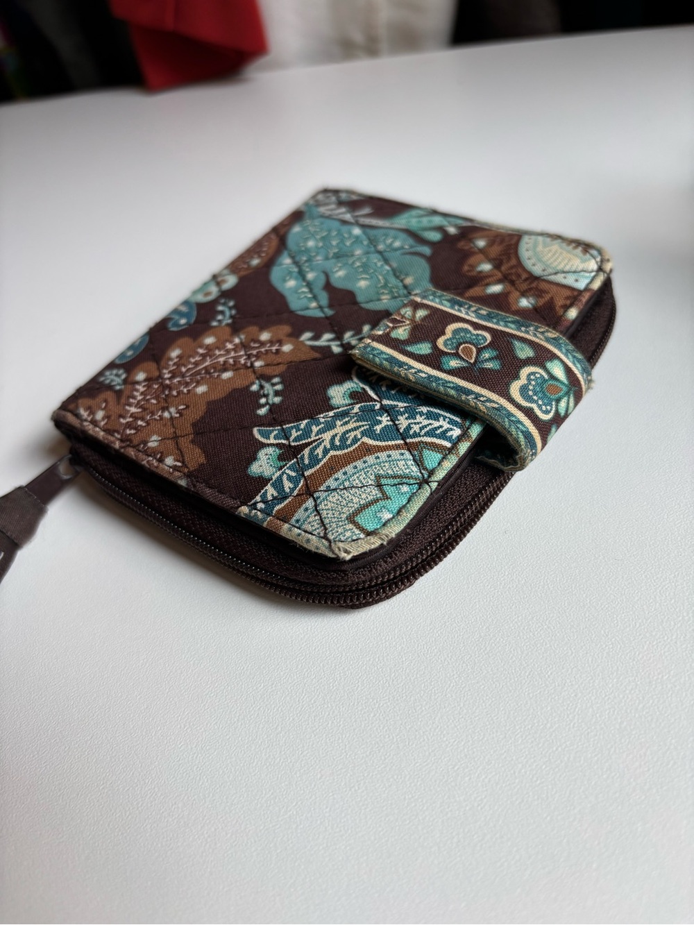 Vera Bradley Paisley Quilted Zip Wallet - Brown & Teal Accents - Picture 6 of 10